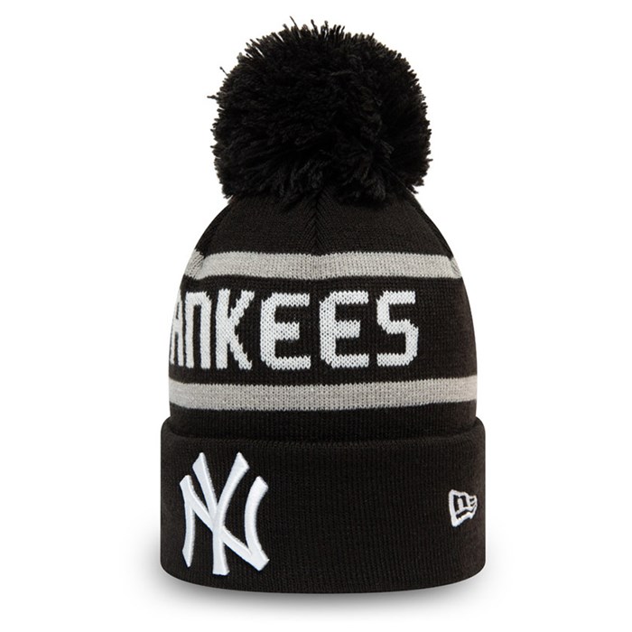 New York Yankees Lapset Cuff Bobble Pipohattu Mustat - New Era Lippikset Tukkukauppa FI-615820